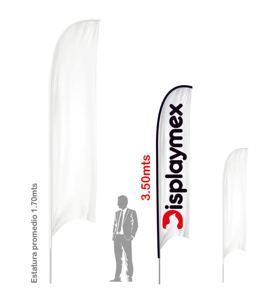 Bandera publicitaria tipo Pluma 3.50m alto