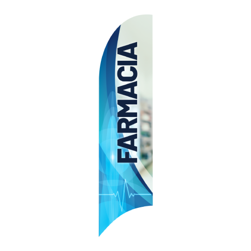 Bandera Publicitaria tipo pluma prediseñada - FARMACIA