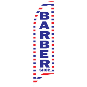Bandera Publicitaria tipo pluma prediseñada - BARBER SHOP