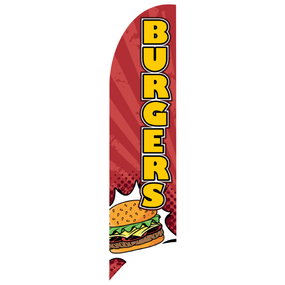Bandera Publicitaria tipo pluma prediseñada - BURGERS