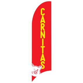 Bandera Publicitaria tipo pluma prediseñada - CARNITAS
