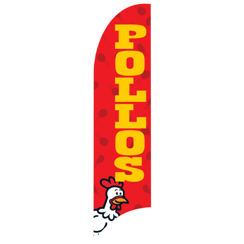 Bandera Publicitaria tipo pluma prediseñada - POLLOS
