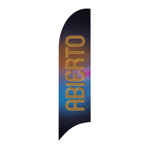 Bandera Publicitaria tipo pluma prediseñada - ABIERTO