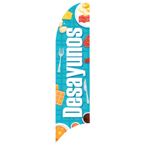 Bandera Publicitaria tipo pluma prediseñada - DESAYUNOS