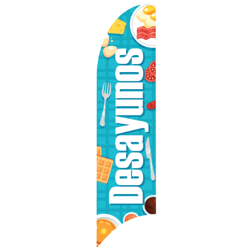 Bandera Publicitaria tipo pluma prediseñada - DESAYUNOS