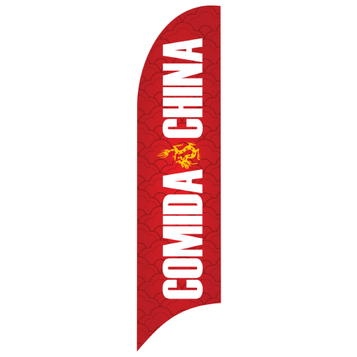 Bandera Publicitaria tipo pluma prediseñada - COMIDA CHINA