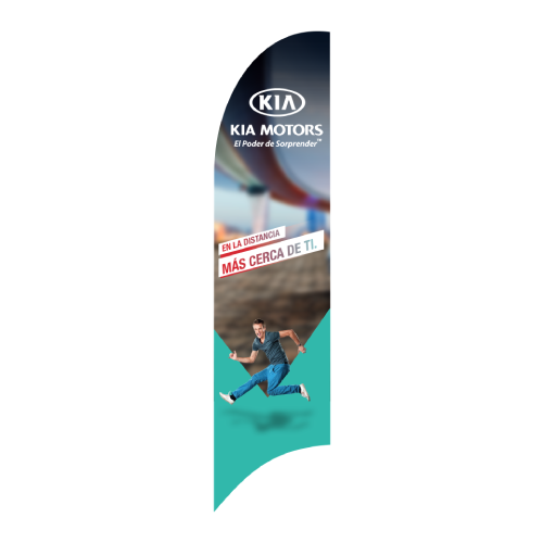 Bandera Publicitaria tipo pluma prediseñada - Kia Motors