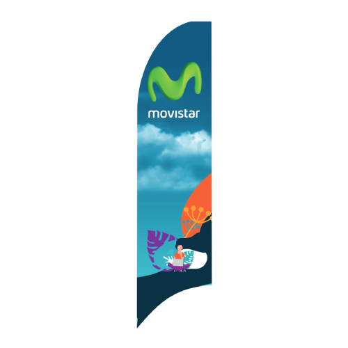 Bandera Publicitaria tipo pluma prediseñada - Movistar